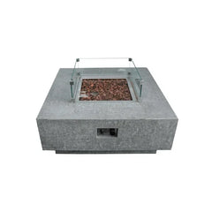 Elementi Manhattan fire table with windscreen, concrete finish, on white background