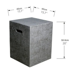 Elementi tank cover, rectangular concrete design with handles, 40x40x50.8cm dimensions