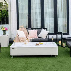 Elementi Plus Athens 62" Marble Porcelain Top Fire Table - Bianco White - Green Vista Living
