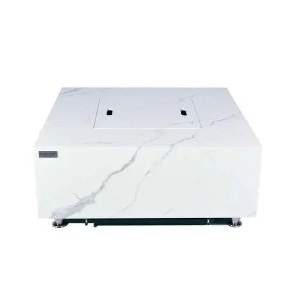 Elementi Plus Bianco 40" Marble Porcelain Fire Table - Bianco White - Green Vista Living