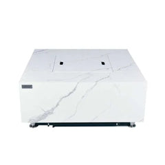 Elementi Plus Bianco White Marble Porcelain Fire Table OFP103BW - Green Vista Living