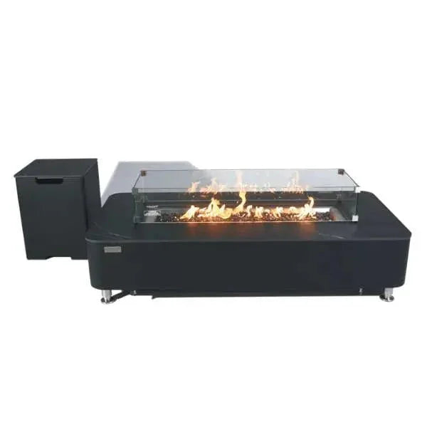 Elementi Plus Valencia 62" Marble Porcelain Top Fire Table - Bulgaria Black - Green Vista Living