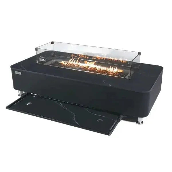 Elementi Plus Valencia 62" Marble Porcelain Top Fire Table - Bulgaria Black - Green Vista Living