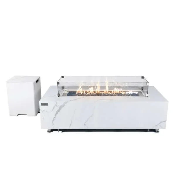 Elementi Plus Carrara Marble Pocelain Fire Table OFP121BW - Green Vista Living