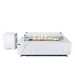 Elementi Plus Carrara Marble Pocelain Fire Table OFP121BW - Green Vista Living