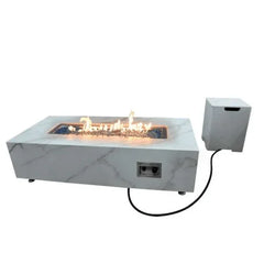 Elementi Plus Carrara Marble Pocelain Fire Table OFP121BW - Green Vista Living