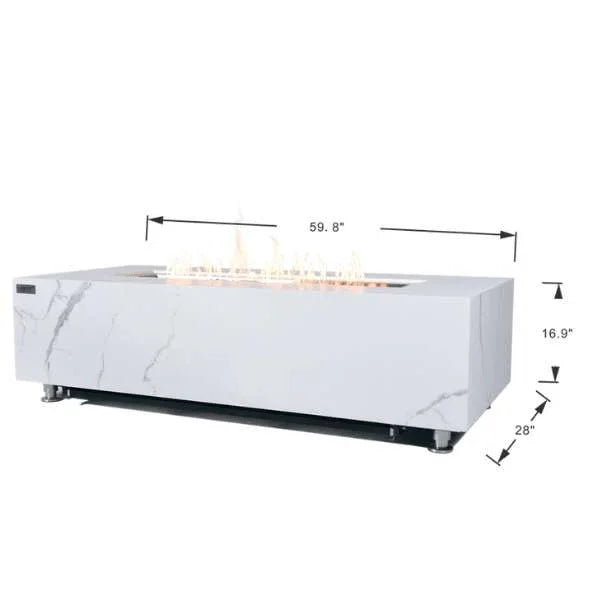 Elementi Plus Carrara Marble Pocelain Fire Table OFP121BW - Green Vista Living
