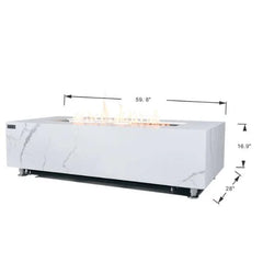 Elementi Plus Carrara Marble Pocelain Fire Table OFP121BW - Green Vista Living