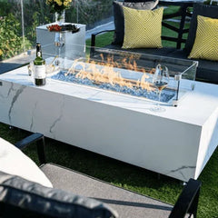 Elementi Plus Carrara Marble Pocelain Fire Table OFP121BW - Green Vista Living