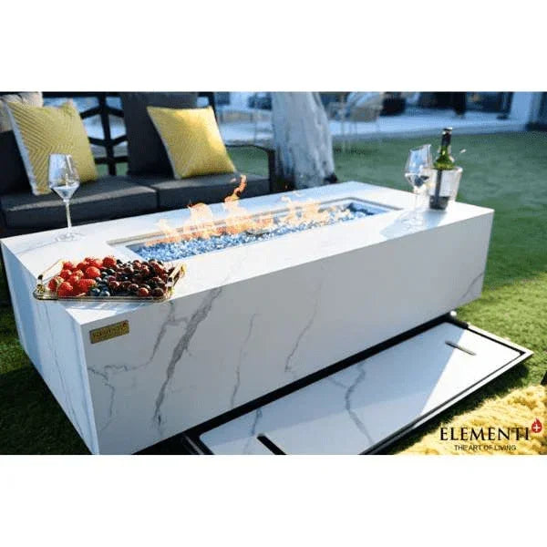 Elementi Plus Carrara Marble Pocelain Fire Table OFP121BW - Green Vista Living