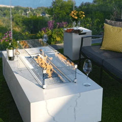 Elementi Plus Carrara Marble Pocelain Fire Table OFP121BW - Green Vista Living