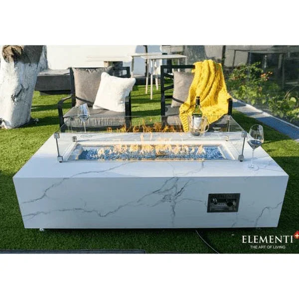 Elementi Plus Carrara Marble Pocelain Fire Table OFP121BW - Green Vista Living