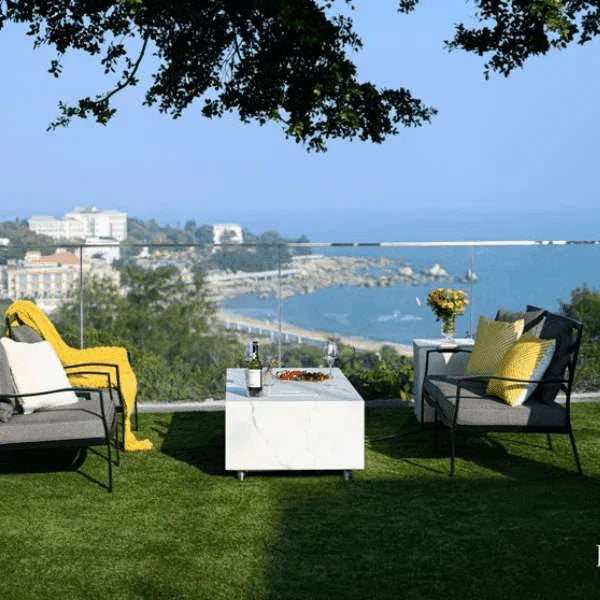 Elementi Plus Carrara Marble Pocelain Fire Table OFP121BW - Green Vista Living