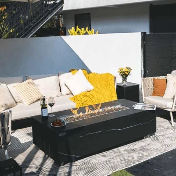 Elementi Plus Varna Marble Porcelain Fire Table OFP121BB - Green Vista Living