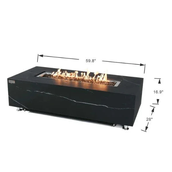 Elementi Plus Varna Marble Porcelain Fire Table OFP121BB - Green Vista Living