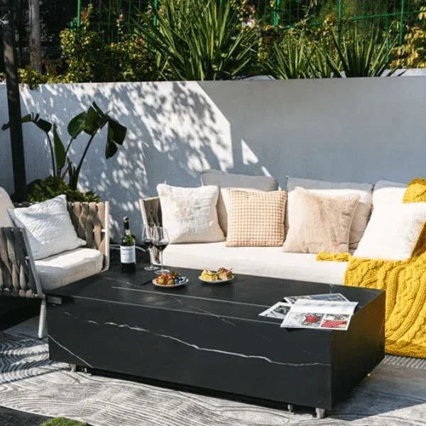 Elementi Plus Varna Marble Porcelain Fire Table OFP121BB - Green Vista Living