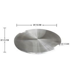 Elementi stainless steel lid for fire table, round 29 inch, with dimensions shown