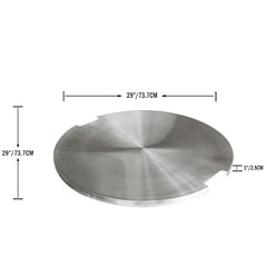 Elementi stainless steel lid for fire table, round 29 inch, with dimensions shown