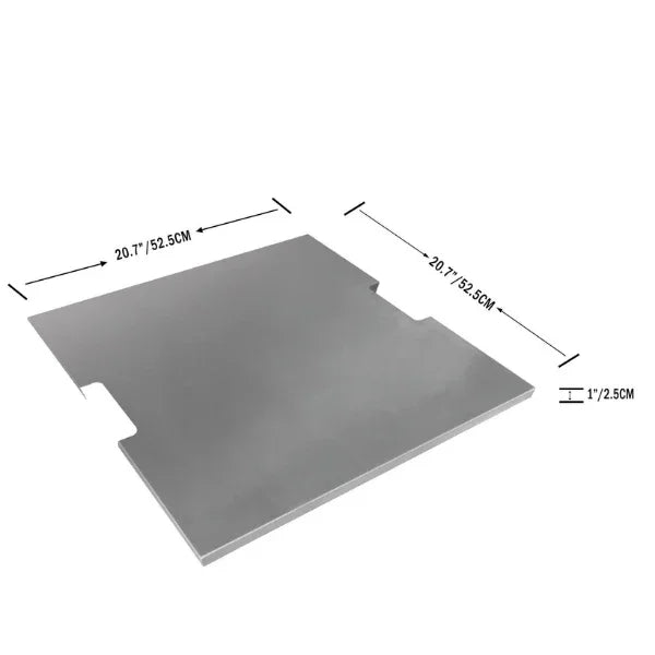 Elementi stainless steel lid for Manhattan, rectangular with dimensions shown