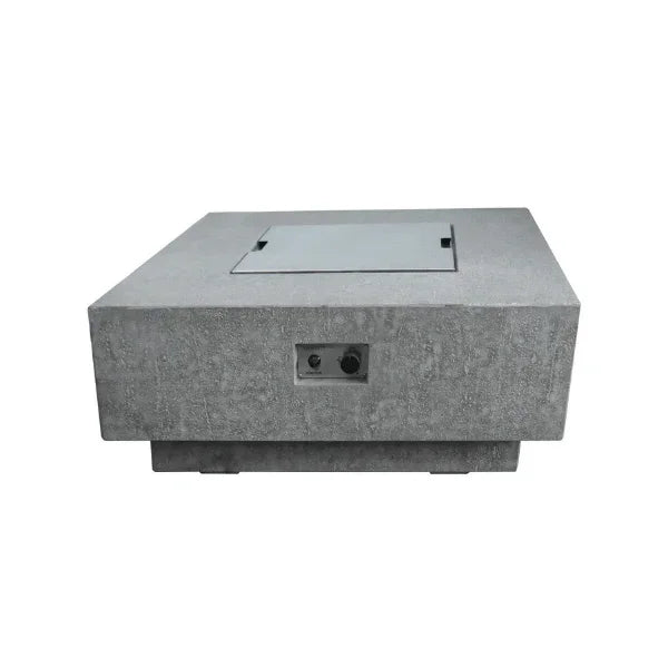 Elementi stainless steel lid on Manhattan fire table, modern outdoor gas fire pit cover