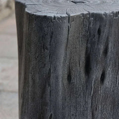 Elementi Warren seat in classic grey, wood texture outdoor stool detail