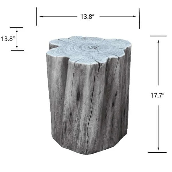 Elementi Warren seat classic grey, tree stump design, 13.8 x 13.8 x 17.7 inches