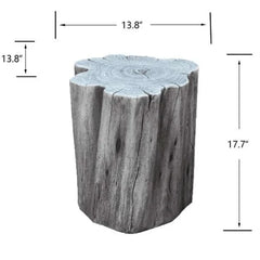 Elementi Warren seat classic grey, tree stump design, 13.8 x 13.8 x 17.7 inches