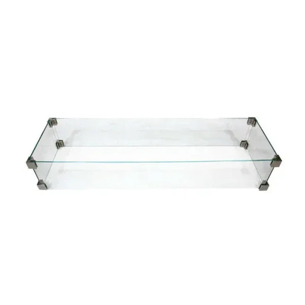 Elementi glass wind screen for Hampton and Granville fire table on white background