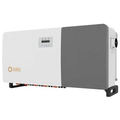 Solis solar inverter wall-mounted, white and gray unit with digital display for renewable energy systems