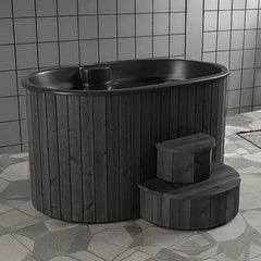 SaunaLife 2-Person Black Thermo-Pine Cold/Hot Plunge Tub w/ Water Chiller/Heater | Model S2B - Green Vista Living