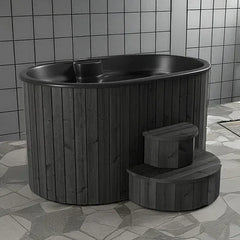SaunaLife 2-Person Black Thermo-Pine Cold/Hot Plunge Tub w/ Water Chiller/Heater | Model S2B - Green Vista Living
