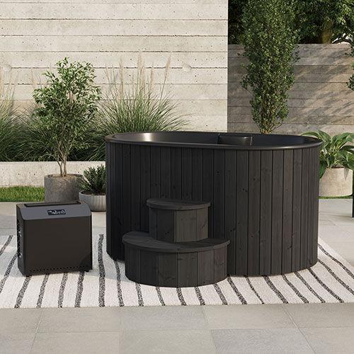 SaunaLife 2-Person Black Thermo-Pine Cold/Hot Plunge Tub w/ Water Chiller/Heater | Model S2B - Green Vista Living