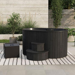 SaunaLife 2-Person Black Thermo-Pine Cold/Hot Plunge Tub w/ Water Chiller/Heater | Model S2B - Green Vista Living