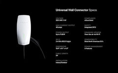 Tesla Universal Wall Connector, Wi-Fi Enabled, Indoor/Outdoor, 24' Cable Length 1734412-02-X Tesla