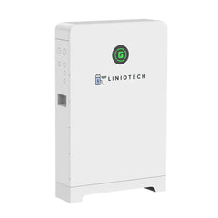 Liniotech white floor-standing power inverter with green logo, side control buttons