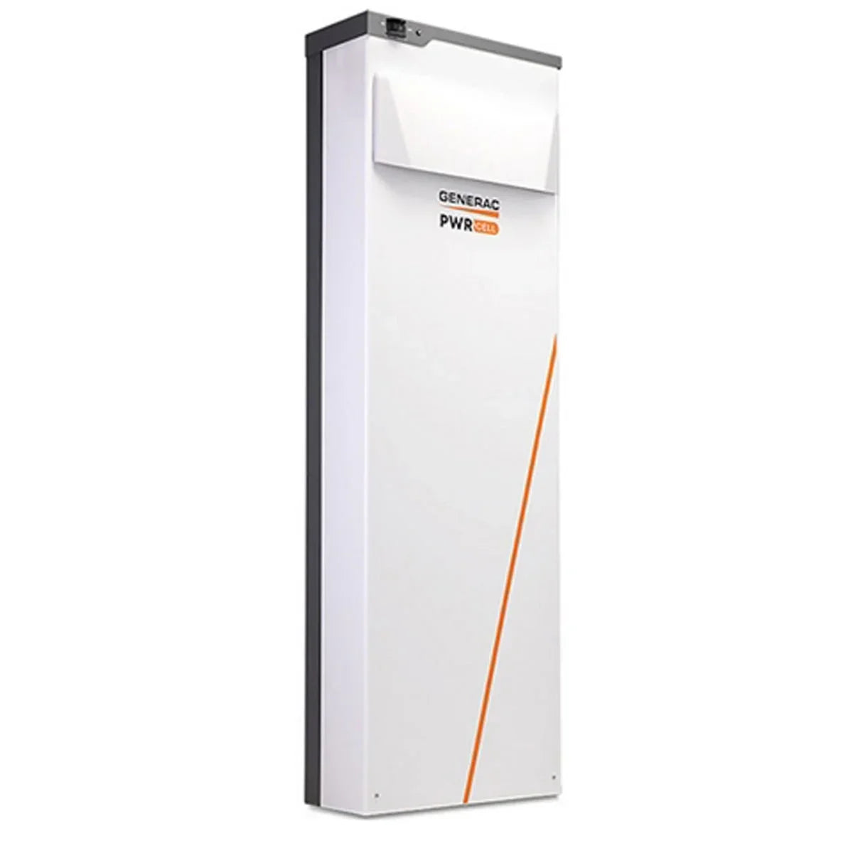 Generac PWRcell wall-mounted battery storage unit with sleek white design