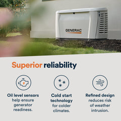 Generac Next Generation 26000 Watt 26kW Dual Fuel 50 State Air Cooled Home Standby Generator | 7327