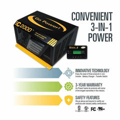 Go Power! 2000W Pure Sine Wave Inverter/Charger - GP-IC-2000-12-PKG - Green Vista Living