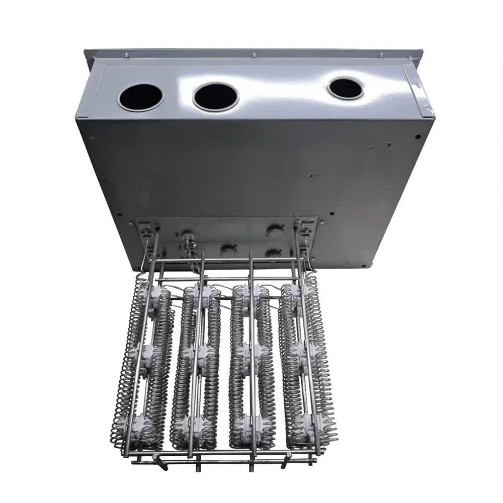 Electric heater element metal box with exposed coil heating elements, industrial HVAC part
