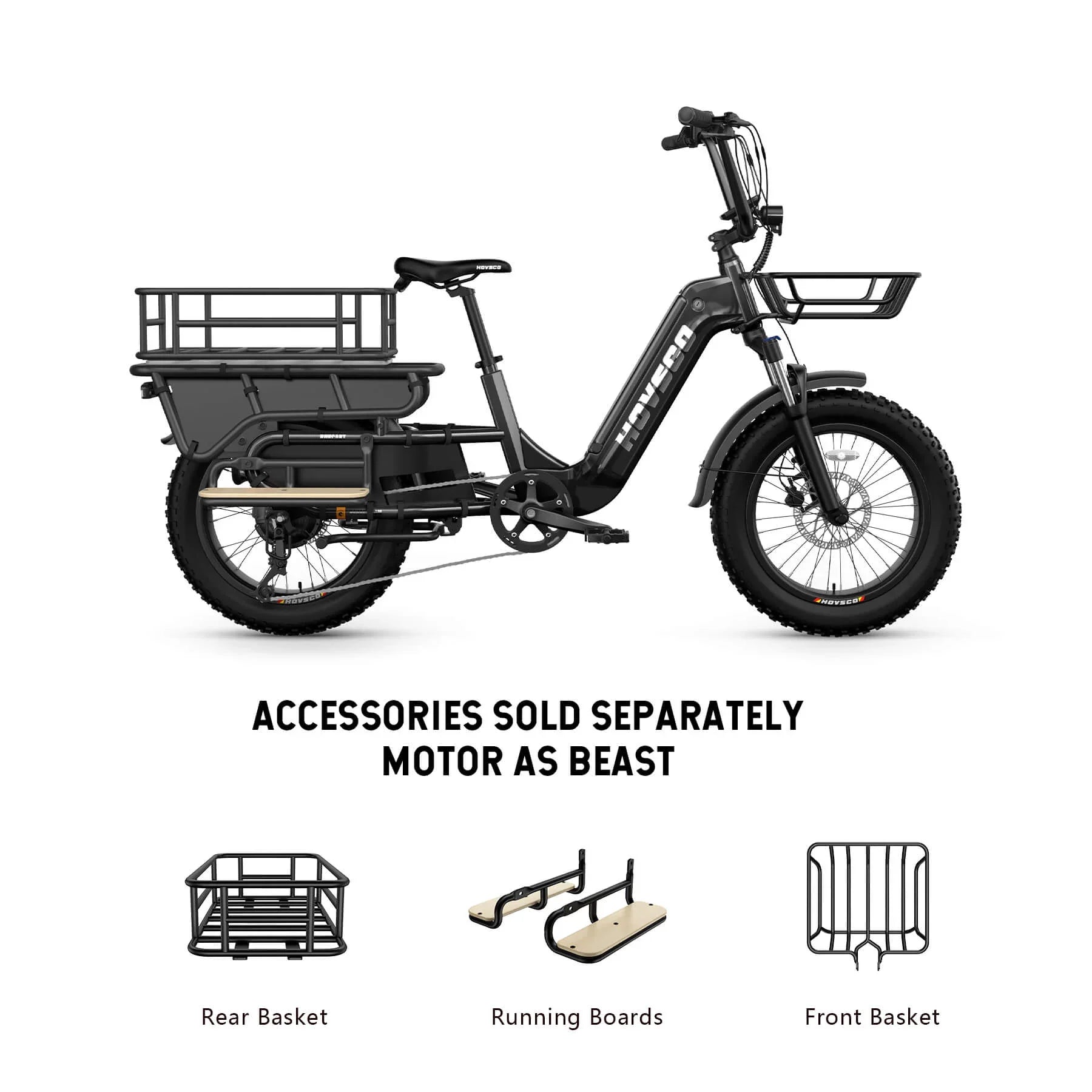 HOVSCO HovCart 20“ Step-Thru Electric Fat Tire Cargo Bike - Green Vista Living