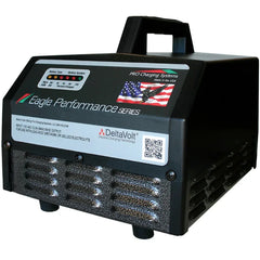 DeltaVolt Eagle Performance Series battery charger with handle and LED indicator lights