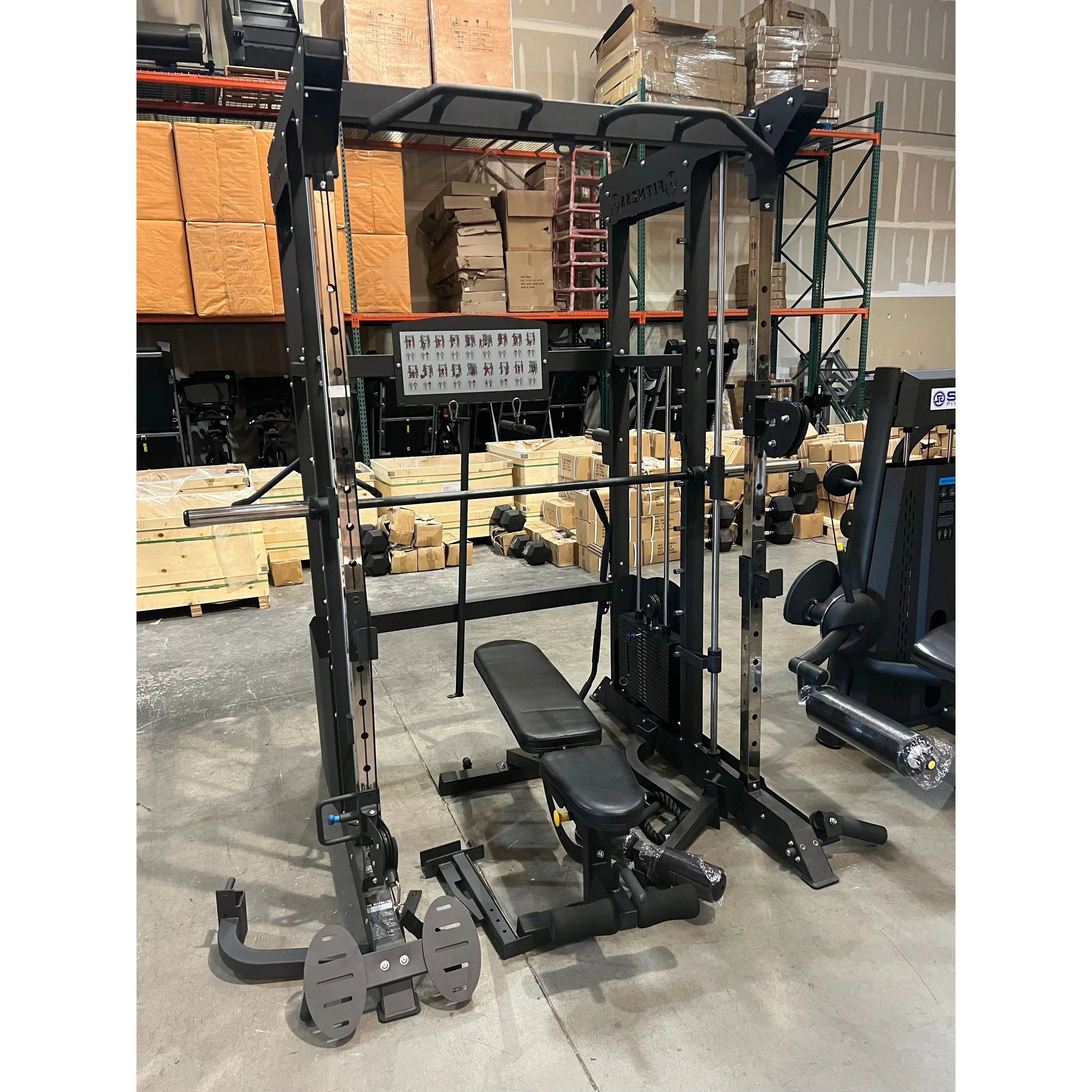 All-in-One Home Gym, Power Rack w/ Smith Machine & Functional Trainer w/ 2x - 220lb weight stacks (New) - Green Vista Living