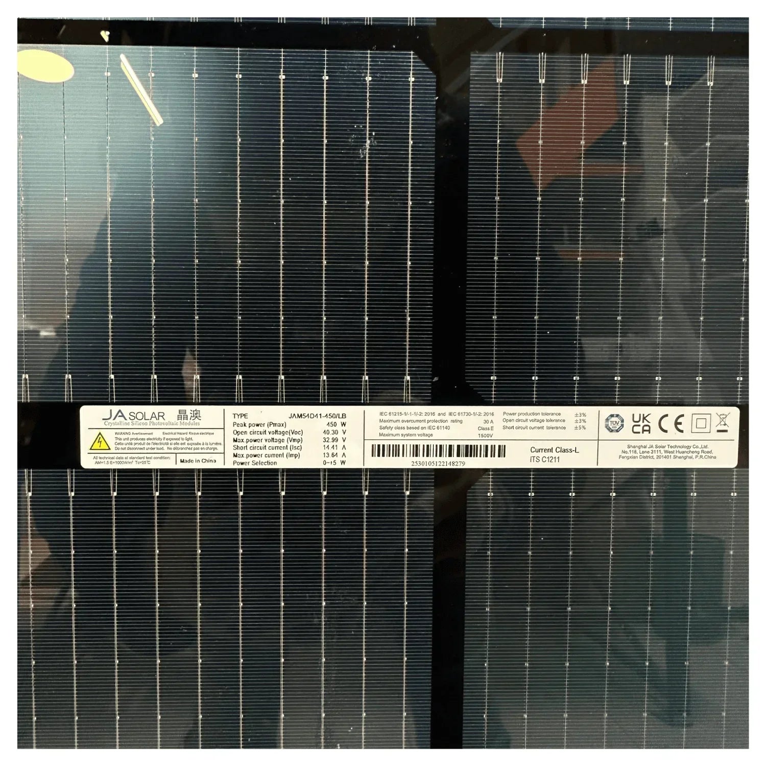 JA Solar Panel 440W Full Black N-Type Bifacial, JAM54D41 LB - Green Vista Living