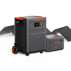 Jackery HomePower 3600 Plus portable solar generator with expansion battery and solar panels