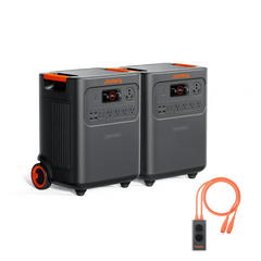 Jackery HomePower 3600 Plus portable power stations with digital display and orange power cable