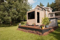 Thermasol Solaris - Tile Oak, 2-5 Person, Solar-Powered Outdoor Sauna - Green Vista Living