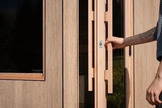 Thermasol Solaris - Tile Oak, 2-5 Person, Solar-Powered Outdoor Sauna - Green Vista Living