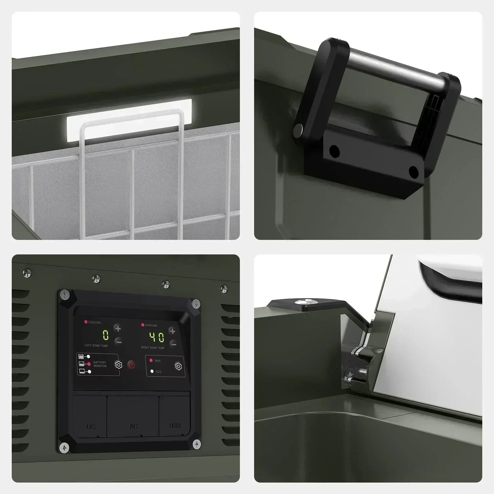 ICECO VL75ProD 79.2QT Olive 12V Heavy Duty Metal Fridge Freezer - Green Vista Living