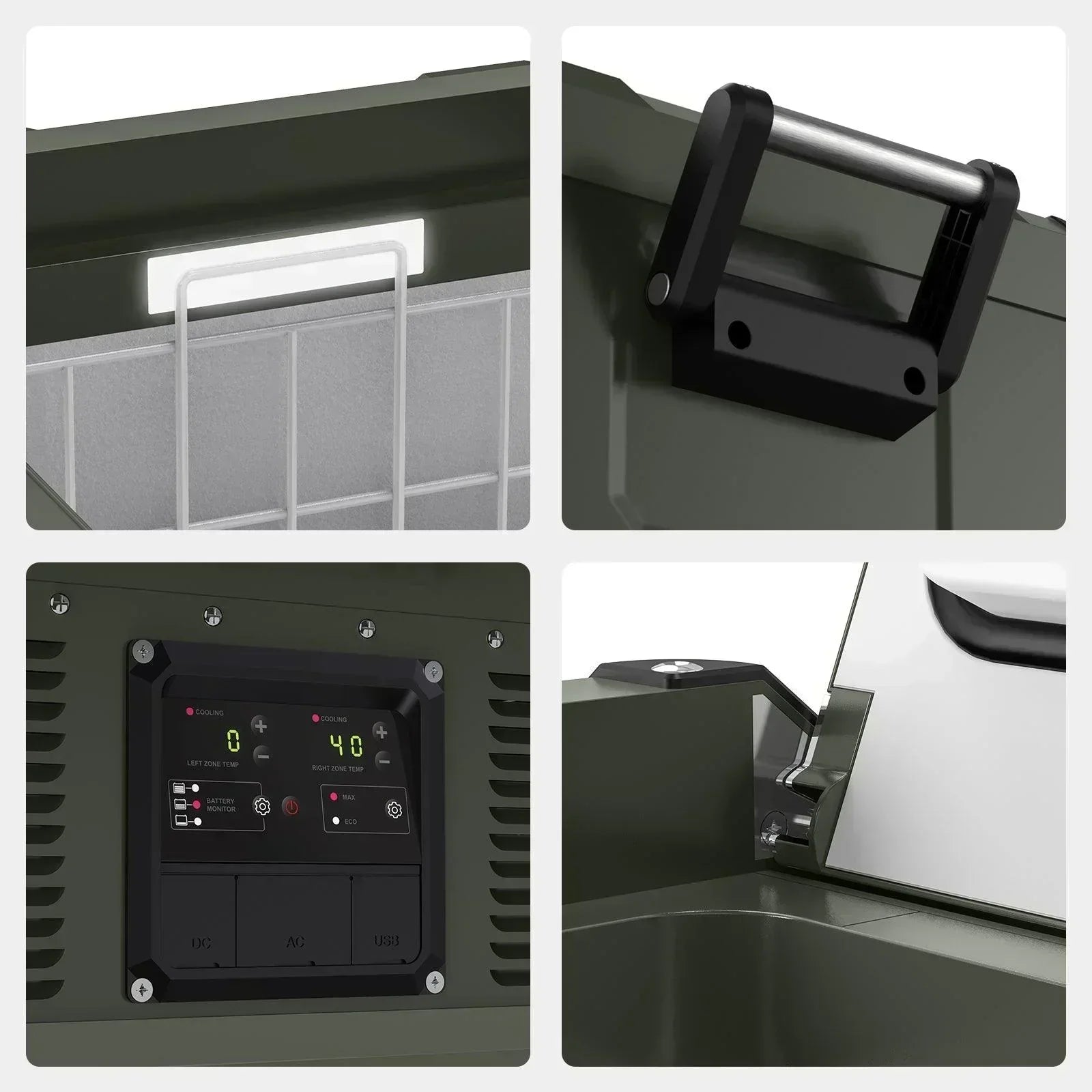ICECO VL75ProD 79.2QT Olive 12V Heavy Duty Metal Fridge Freezer - Green Vista Living