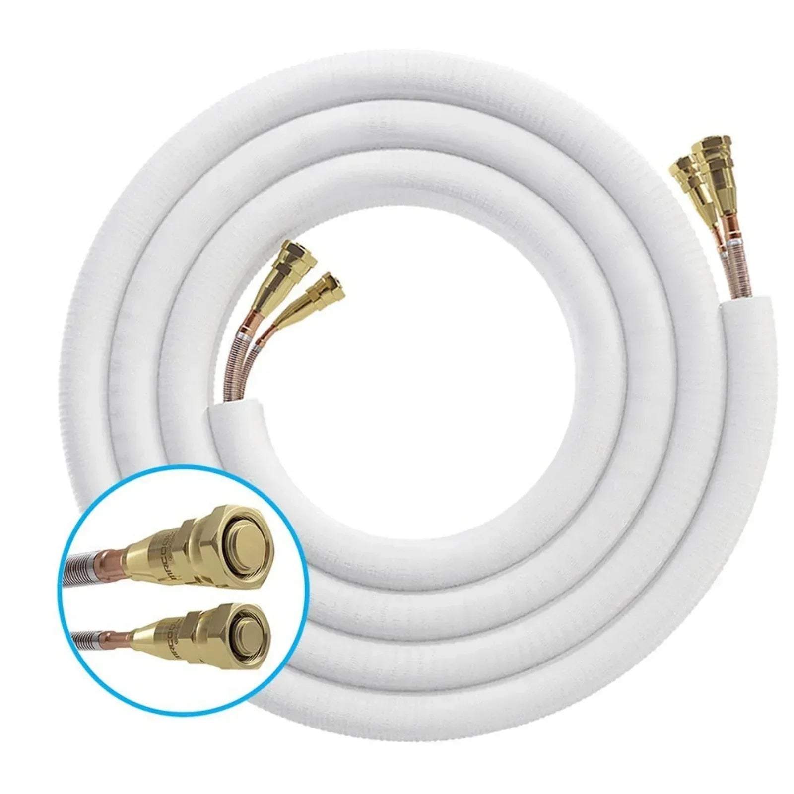 Insulated refrigerant line set with brass flare fittings for HVAC systems